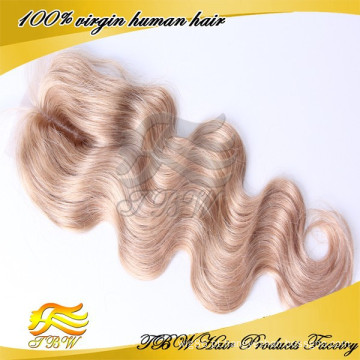 Não transformados natural preto médio do corpo da Onda Do Corpo fechamento do laço fechamentos do laço do cabelo humano peruano virgem